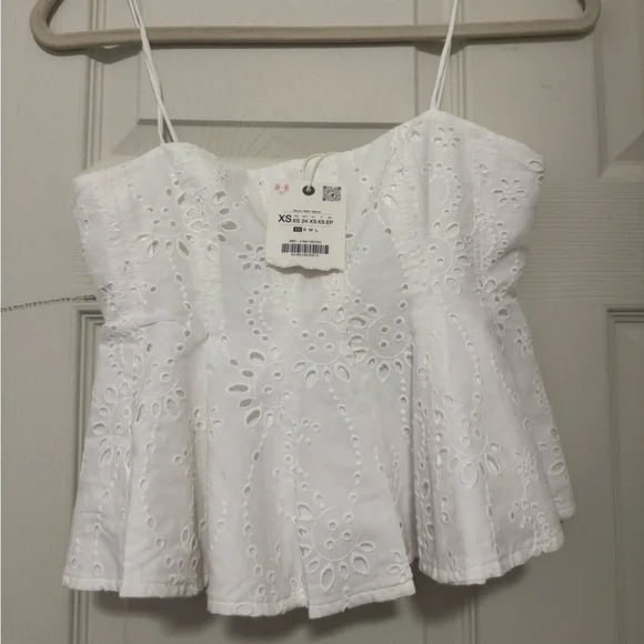 Zara White Eyelet Camisole Top - Picture 1 of 3